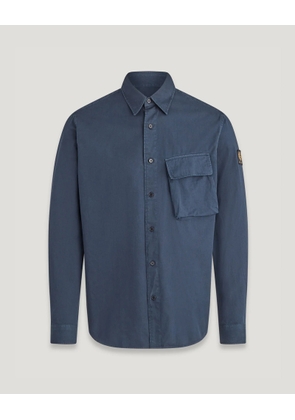 Belstaff Men's Scale Shirt Garment Dye Cotton Dark Ink Size 3xl