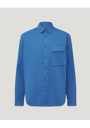 Belstaff Men's Scale Shirt Garment Dye Cotton Marine Blue Size 2xl
