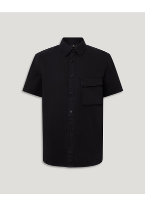 Belstaff Men's Scale Short Sleeve Shirt Garment Dye Cotton Black Size 2xl
