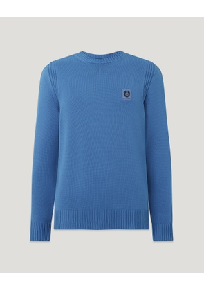 Belstaff Men's Watch Sweater Light Fade-out Garment Dye Cotton Marine Blue Size 2xl