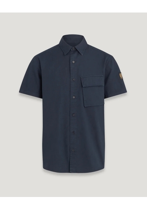 Belstaff Men's Scale Short Sleeve Shirt Garment Dye Cotton Dark Ink Size 2xl