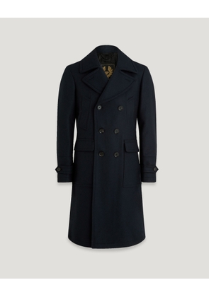 Belstaff Men's Milford Coat Wool Cashmere Blend Ink Blue Size Uk 34