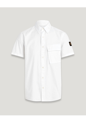 Belstaff Men's Scale Short Sleeve Shirt Garment Dye Cotton White Size 3xl