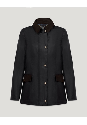 Belstaff Women's Burghley Jacket Waxed Cotton Black Size Uk 6