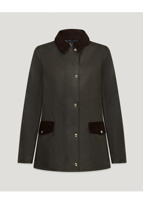 Belstaff Women's Burghley Jacket Waxed Cotton Faded Olive Size Uk 6