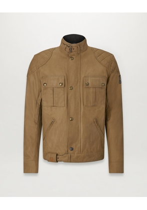 Belstaff Men's Brooklands Motorcycle Jacket Waxed Cotton Sand Size 4xl