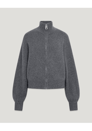 Belstaff Women's Atol Full Zip Cardigan Wool Cashmere Blend Graphite Size L