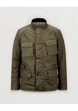 Belstaff Men's Crosby Motorcycle Jacket Waxed Cotton Forest Green Size 3xl