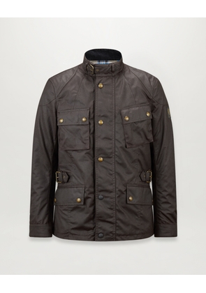 Belstaff Men's Crosby Motorcycle Jacket Waxed Cotton Mahogany Size S