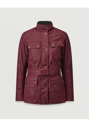 Belstaff Women's Trialmaster Motorcycle Jacket Waxed Cotton Racing Red Size Uk 6