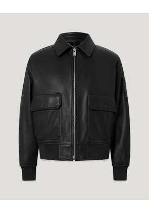 Belstaff Men's Pilot Jacket Lamb Leather Black Size 2xl