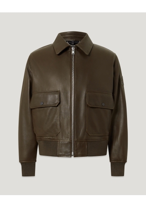 Belstaff Men's Pilot Jacket Oiled Nappa Faded Olive Size 2xl
