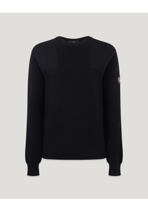 Belstaff Men's Commander Crewneck Jumper Organic Cotton Black Size 2xl