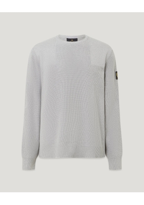 Belstaff Men's Commander Crewneck Jumper Organic Cotton Old Silver Heather Size 2xl