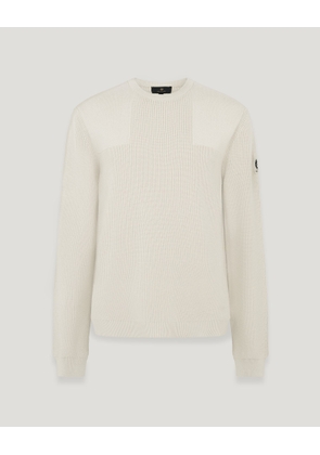 Belstaff Men's Commander Crewneck Jumper Organic Cotton Silver Birch Size 2xl