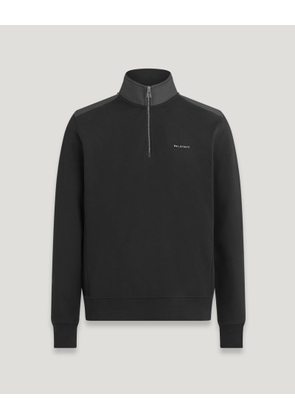 Belstaff Men's Alloy Quarter Zip Sweatshirt Cotton Fleece Black Size 2xl
