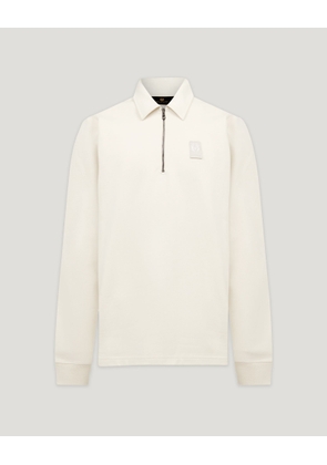 Belstaff Men's Curator Collared Sweatshirt Cotton Fleece Silver Birch Size 3xl