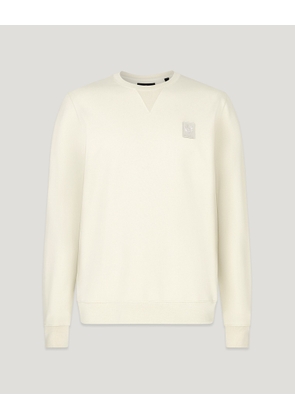 Belstaff Men's Curator Crewneck Sweatshirt Cotton Fleece Silver Birch Size 2xl