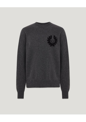 Belstaff Men's Competition Crewneck Jumper Merino Wool Charcoal Melange Size 2xl
