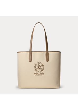 Wimbledon Leather-Trim Canvas Tote