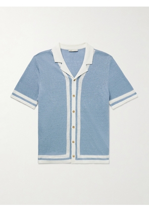 Onia - Camp-Collar Two-Tone Linen Shirt - Men - Blue - S