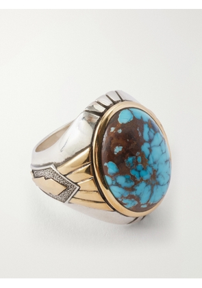 Jacques Marie Mage - Bo-Jo-Ring Sterling Silver, 18-Karat Gold and Apache Turquoise Ring - Men - Silver - 8