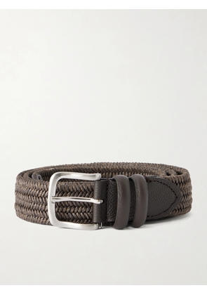 Mr P. - 3.5cm Leather-Trimmed Woven Belt - Men - Brown - EU 85