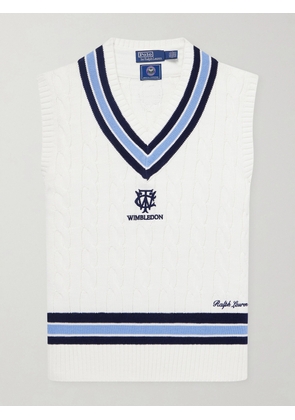 Polo Ralph Lauren - Wimbledon Logo-Embroidered Knitted Cotton Vest - Men - Neutrals - S