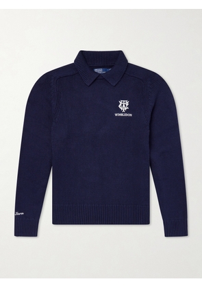 Polo Ralph Lauren - Wimbledon Logo-Appliquéd Cotton Sweater - Men - Blue - S