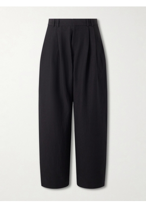 Studio Nicholson - Straight-Leg Pleated Linen and Wool-Blend Suit Trousers - Men - Black - S