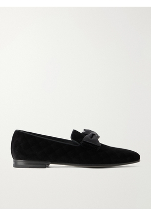 Manolo Blahnik - Rufus Bow-Detail Quilted Velvet Loafers - Men - Black - UK 7