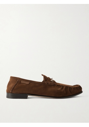 TOM FORD - Ripley Embellished Suede Loafers - Men - Brown - EU 41