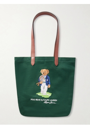 Polo Ralph Lauren - Wimbledon Embroidered Leather-Trim Medium Cotton Tote Bag - Men - Green
