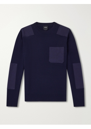 A.P.C. - Mallarme Ribbed-Knit Virgin Wool Sweater - Men - Blue - XS