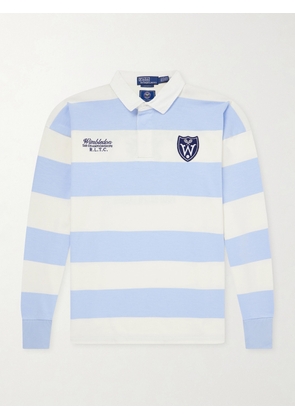 Polo Ralph Lauren - Wimbledon Logo-Embroidered Striped Cotton Rugby Polo-Shirt - Men - Blue - XS
