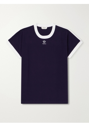 Versace - Medusa-Embroidered Cotton-Blend Jersey T-Shirt - Men - Blue - S