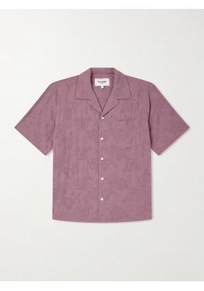 Corridor - Camp Collar Paisley-Embroidered Cotton Shirt - Men - Purple - S