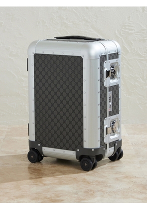 Gucci - Porter Steel-Trimmed GG Supreme-Canvas Suitcase - Men - Silver