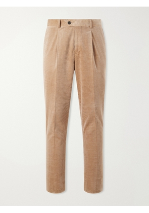 Brunello Cucinelli - Straight-Leg Pleated Cotton-Blend Corduroy Trousers - Men - Brown - IT 46