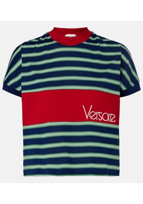 Versace Logo embroidered striped cotton T-Shirt