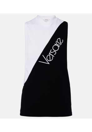 Versace Logo embroidered cotton-blend tank top
