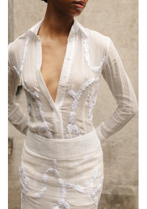 TG Botanical Embellished Sheer Ornament Blouse - Moda Operandi