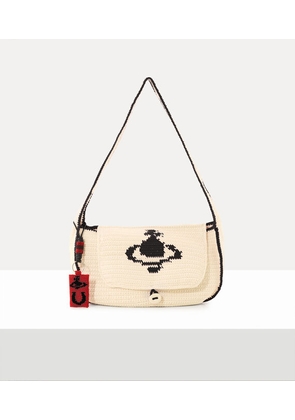 Vivienne Westwood Lucky Halfmoon Crochet Bag Cotton Yarn Cream-red-orb