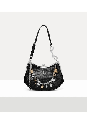 Vivienne Westwood Charm Frame Purse Emboss Croc Leather Black