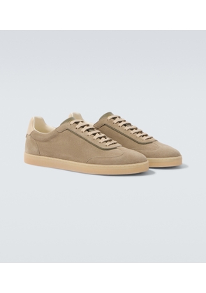 Brunello Cucinelli Leather-trimmed suede sneakers