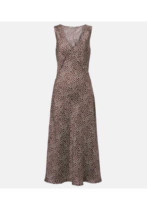 Asceno Provence polka-dot silk twill slip dress