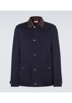 Brunello Cucinelli Leather-trimmed wool jacket