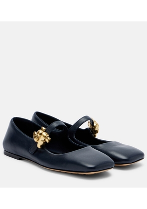 Bottega Veneta Lucy embellished leather Mary Jane flats