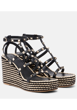 Valentino Garavani Rockstud leather espadrille wedges
