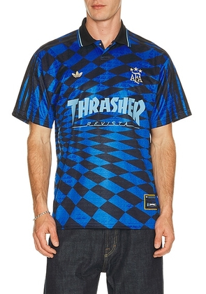 Adidas Originals x Thrasher Magazine x AFA Jersey in Black & Blue - Blue. Size L (also in XS, S, XXL/2X, M, XL/1X).